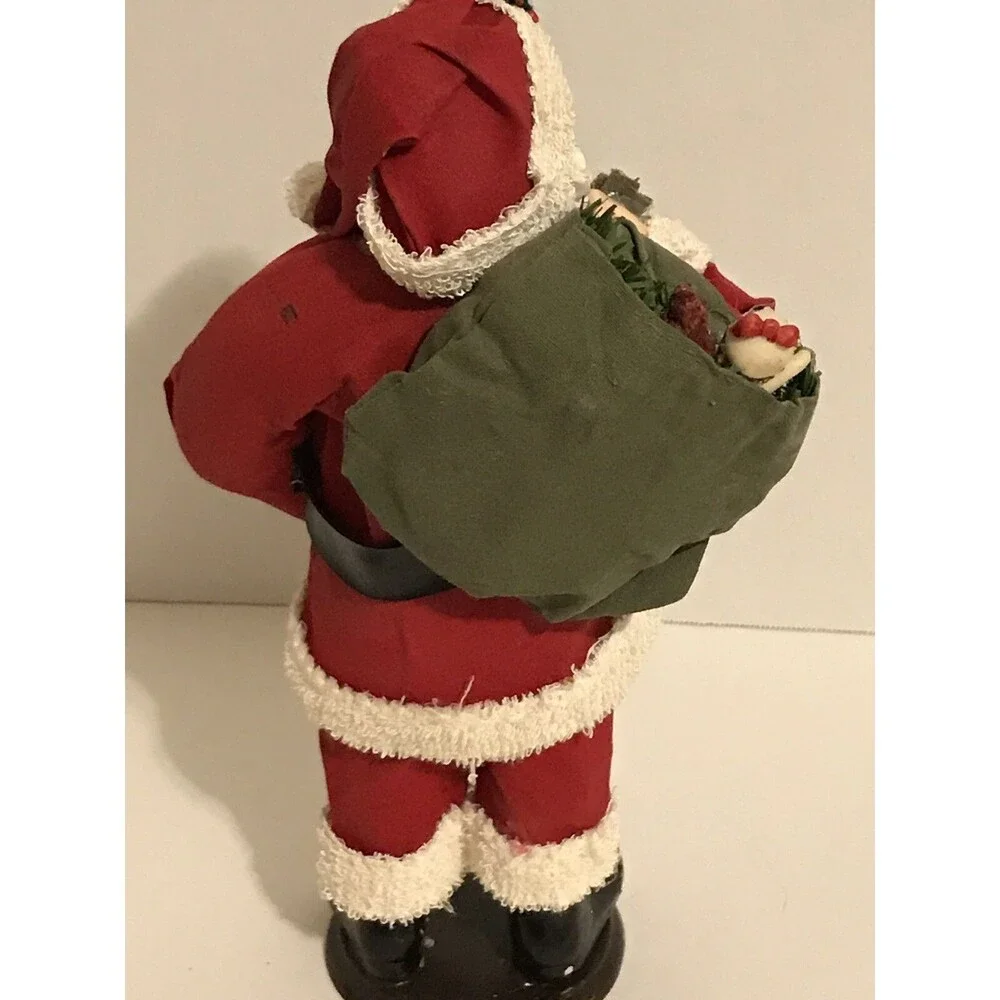 The Fabric Mache 11” Santa With Toys 1993 Christmas Tabletop Display Figure